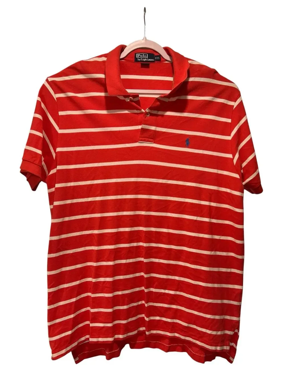 Polo Ralph Lauren Striped Polo Shirt Red White Blue Pony Cotton XXL Men's